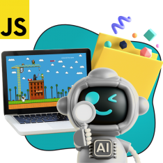 Язык программирования JavaScript + AI. Проектное обучение + геймификация + AI-помощники - КИБЕРшкола программирования для детей, компьютерные курсы для школьников, начинающих и подростков - KIBERone г. Туймазы